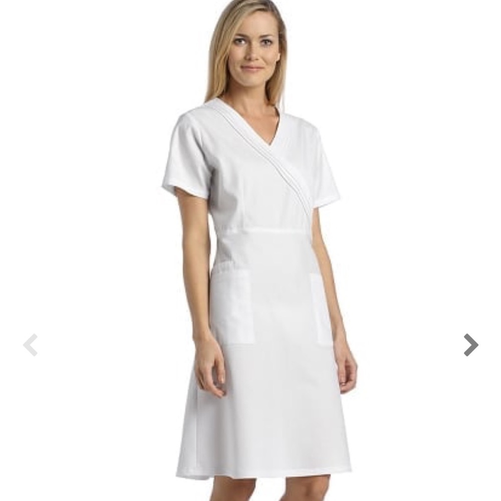 NWOT white nurse scrub dress pinning dress